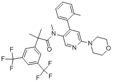 2-[3,5-bis(trifluoromethyl)phenyl]-N,2-dimethyl-N-[4-(2-methylphenyl)-6-morpholin-4-yl-pyridin-3-yl]propanamide 구조식 이미지