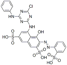 5-[[4-chloro-6-(phenylamino)-1,3,5-triazin-2-yl]amino]-4-hydroxy-3-[(2-sulphophenyl)azo]naphthalene-2,7-disulphonic acid 구조식 이미지