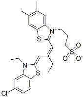 2-[2-[(5-chloro-3-ethyl-3H-benzothiazol-2-ylidene)methyl]but-1-enyl]-5,6-dimethyl-3-(3-sulphonatopropyl)benzothiazolium Structure
