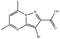 3-bromo-5,7-dimethylpyrazolo[1,5-a]pyrimidine-2-carboxylic acid(SALTDATA: FREE) Structure