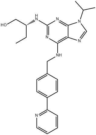 2-(R)-(1-Ethyl-2-hydroxyethylamino)-6-(4-(2-pyridyl)benzyl)-9-isopropylpurinetrihydrochloride 구조식 이미지