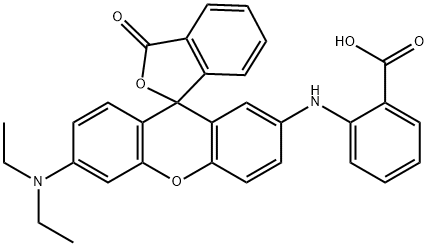 2-[[6'-(Diethylamino)-3-oxospiro[isobenzofuran-1(3H),9'-[9H]xanthen]-2'-yl]amino]benzoic acid 구조식 이미지