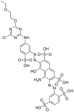 4-amino-6-[[5-[[4-chloro-6-(2-ethoxyethoxy)-1,3,5-triazin-2-yl]amino]-2-sulphophenyl]azo]-3-[(2,5-disulphophenyl)azo]-5-hydroxynaphthalene-2,7-disulphonic acid 구조식 이미지