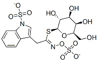 3-[[N-sulfonatooxy-C-[(2S,3R,4S,5R,6R)-3,4,5-trihydroxy-6-(hydroxymeth yl)oxan-2-yl]sulfanyl-carbonimidoyl]methyl]indole-1-sulfonate 구조식 이미지