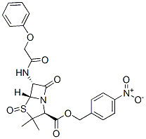 4-nitrobenzyl [2S-(2alpha,5alpha,6beta)]-3,3-dimethyl-7-oxo-6-(phenoxyacetamido)-4-thia-1-azabicyclo[3.2.0]heptane-2-carboxylate 4-oxide 구조식 이미지
