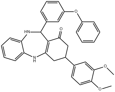 3-(3,4-DiMethoxyphenyl)-2,3,4,5,10,11-hexahydro-11-(3-phenoxyphenyl)-1H-dibenzo[b,e][1,4]diazepin-1-one Structure