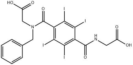 N-(4-(((Carboxymethyl)amino)carbonyl)-2,3,5,6-tetraiodobenzoyl)-N-(phe nylmethyl)glycine 구조식 이미지