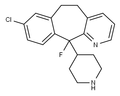 8-Chloro-11-fluoro-6,11-dihydro-11-(4-piperidinyl)-5H-benzo[5,6]cyclohepta[1,2-b]pyridine 구조식 이미지