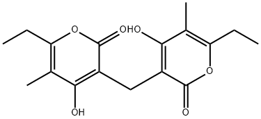 3,3'-Methylenebis(6-ethyl-4-hydroxy-5-methyl-2H-pyran-2-one) 구조식 이미지