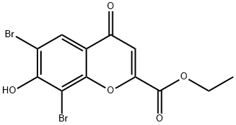 6,8-Dibromo-7-hydroxy-4-oxo-4H-1-benzopyran-2-carboxylic acid ethyl ester Structure