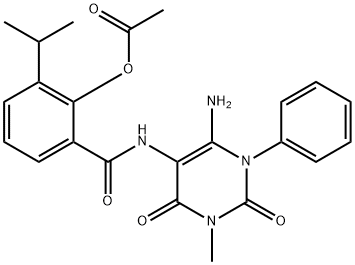 Benzamide,  2-(acetyloxy)-N-(6-amino-1,2,3,4-tetrahydro-3-methyl-2,4-dioxo-1-phenyl-5-pyrimidinyl)-3-(1-methylethyl)- Structure