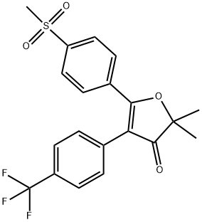 2,2-dimethyl-5-(4-(methylsulfonyl)phenyl)-4-(4-(trifluoromethyl)phenyl)furan-3(2H)-one Structure