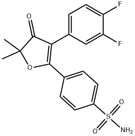 4-(3-(3,4-difluorophenyl)-5,5-dimethyl-4-oxo-4,5-dihydrofuran-2-yl)benzenesulfonamide 구조식 이미지