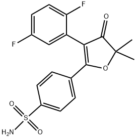 BENZENESULFONAMIDE, 4-[3-(2,5-DIFLUOROPHENYL)-4,5-DIHYDRO-5,5-DIMETHYL-4-OXO-2-FURANYL]- 구조식 이미지