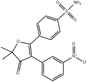 4-(5,5-dimethyl-3-(3-nitrophenyl)-4-oxo-4,5-dihydrofuran-2-yl)benzenesulfonamide 구조식 이미지