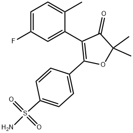 4-(3-(5-fluoro-2-methylphenyl)-5,5-dimethyl-4-oxo-4,5-dihydrofuran-2-yl)benzenesulfonamide 구조식 이미지