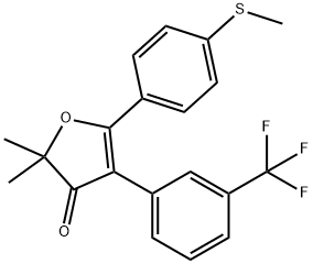 2,2-dimethyl-5-(4-(methylthio)phenyl)-4-(3-(trifluoromethyl)phenyl)furan-3(2H)-one Structure