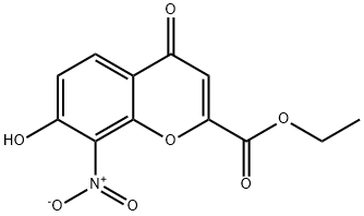 4H-1-Benzopyran-2-carboxylic acid, 7-hydroxy-8-nitro-4-oxo-, ethyl est er Structure