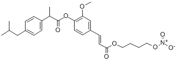 ALPHA-METHYL-4-(2-METHYLPROPYL)-2-METHOXY-4-[(1E)-3-[4-(NITROOXY)BUTOXYL]-3-OXO-1-PROPENYL]PHENYL ESTER, BENZENEACETIC ACID Structure