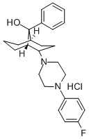 Bicyclo(3.3.1)nonan-9-ol, 2-(4-(4-fluorophenyl)-1-piperazinyl)-9-pheny l-, monohydrochloride 구조식 이미지