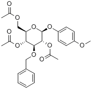 4-METHOXYPHENYL 2,4,6-TRI-O-ACETYL-3-O-BENZYL-BETA-D-GLUCOPYRANOSIDE 구조식 이미지