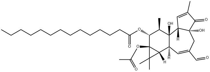 PHORBOL, 20-OXO-20-DEOXY 12-MYRISTATE 13-ACETATE, 4BETA 구조식 이미지