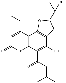 2,3-Dihydro-4-hydroxy-2-(1-hydroxy-1-methylethyl)-5-(3-methyl-1-oxobutyl)-9-propyl-7H-furo[2,3-f][1]benzopyran-7-one Structure