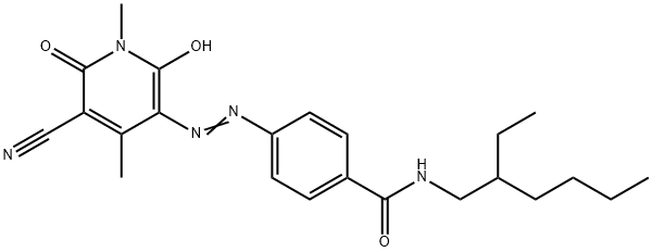 p-[(5-cyano-1,6-dihydro-2-hydroxy-1,4-dimethyl-6-oxo-3-pyridyl)azo]-N-(2-ethylhexyl)benzamide 구조식 이미지