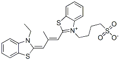 2-[3-(3-ethyl-3H-benzothiazol-2-ylidene)isobut-1-enyl]-3-(4-sulphonatobutyl)benzothiazolium 구조식 이미지