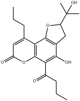 2,3-Dihydro-4-hydroxy-2-(1-hydroxy-1-methylethyl)-5-(1-oxobutyl)-9-propyl-7H-furo[2,3-f][1]benzopyran-7-one Structure