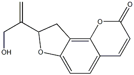 (-)-8,9-Dihydro-8-[1-(hydroxymethyl)vinyl]-2H-furo[2,3-h]-1-benzopyran-2-one Structure