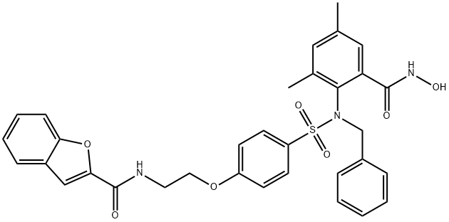 N-[2-[4-[[[2-[(HYDROXYAMINO)CARBONYL]-4,6-DIMETHYLPHENYL](PHENYLMETHYL)AMINO]SULFONYL]PHENOXY]ETHYL]-2-BENZOFURANCARBOXAMIDE 구조식 이미지