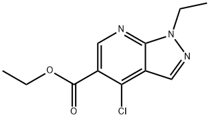 4-CHLORO-1-ETHYL-1H-PYRAZOLO[3,4-B]피리딘-5-카르복실산에틸에스테르 구조식 이미지