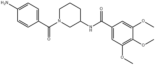 N-(1-(p-Aminobenzoyl)-3-piperidyl)-3,4,5-trimethoxybenzamide hydrate 구조식 이미지