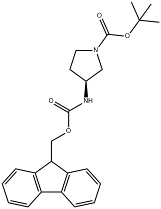 (S)-(+)-N-BOC-3-N-FMOC-AMINOPYRROLIDINE& 구조식 이미지