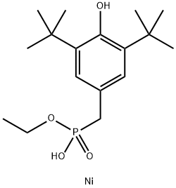 Nickel bis[monoethyl(3,5-di-tert-butyl-4-hydroxylbenzyl)phosphonate] 구조식 이미지