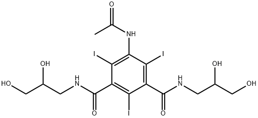 5-(Acetamido)-N,N'-bis(2,3-dihydroxypropyl)-2,4,6-triiodo-1,3-benzenedicarboxamide 구조식 이미지