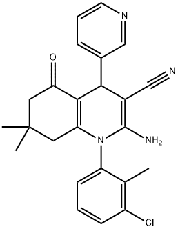 2-amino-1-(3-chloro-2-methylphenyl)-7,7-dimethyl-5-oxo-4-(3-pyridinyl)-1,4,5,6,7,8-hexahydro-3-quinolinecarbonitrile 구조식 이미지