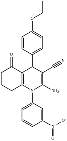 2-amino-4-(4-ethoxyphenyl)-1-{3-nitrophenyl}-5-oxo-1,4,5,6,7,8-hexahydro-3-quinolinecarbonitrile Structure