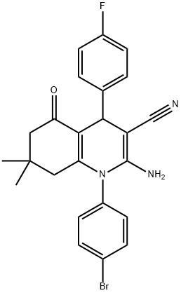 2-amino-1-(4-bromophenyl)-4-(4-fluorophenyl)-7,7-dimethyl-5-oxo-1,4,5,6,7,8-hexahydro-3-quinolinecarbonitrile 구조식 이미지