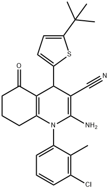 2-amino-4-(5-tert-butyl-2-thienyl)-1-(3-chloro-2-methylphenyl)-5-oxo-1,4,5,6,7,8-hexahydro-3-quinolinecarbonitrile Structure