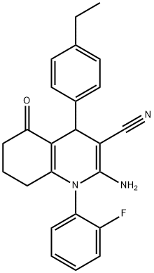 2-amino-4-(4-ethylphenyl)-1-(2-fluorophenyl)-5-oxo-1,4,5,6,7,8-hexahydro-3-quinolinecarbonitrile Structure