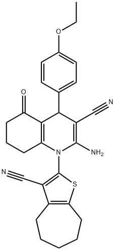 2-amino-1-(3-cyano-5,6,7,8-tetrahydro-4H-cyclohepta[b]thien-2-yl)-4-(4-ethoxyphenyl)-5-oxo-1,4,5,6,7,8-hexahydro-3-quinolinecarbonitrile 구조식 이미지