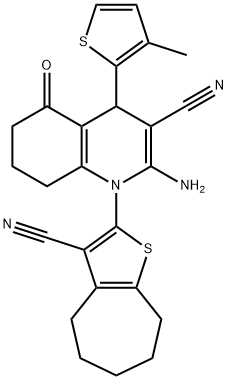 2-amino-1-(3-cyano-5,6,7,8-tetrahydro-4H-cyclohepta[b]thien-2-yl)-4-(3-methyl-2-thienyl)-5-oxo-1,4,5,6,7,8-hexahydro-3-quinolinecarbonitrile 구조식 이미지