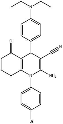 2-amino-1-(4-bromophenyl)-4-[4-(diethylamino)phenyl]-5-oxo-1,4,5,6,7,8-hexahydro-3-quinolinecarbonitrile Structure