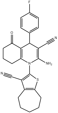 2-amino-1-(3-cyano-5,6,7,8-tetrahydro-4H-cyclohepta[b]thien-2-yl)-4-(4-fluorophenyl)-5-oxo-1,4,5,6,7,8-hexahydro-3-quinolinecarbonitrile 구조식 이미지