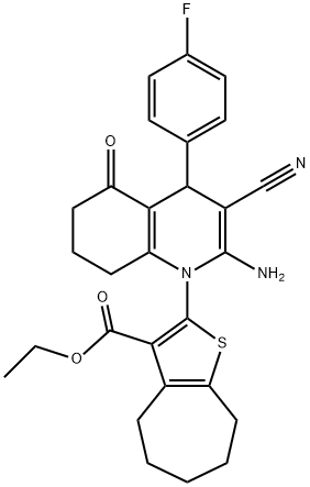 ethyl 2-(2-amino-3-cyano-4-(4-fluorophenyl)-5-oxo-5,6,7,8-tetrahydro-1(4H)-quinolinyl)-5,6,7,8-tetrahydro-4H-cyclohepta[b]thiophene-3-carboxylate 구조식 이미지