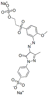 disodium p-[4,5-dihydro-4-[[2-methoxy-5-[[2-(sulphonatooxy)ethyl]sulphonyl]phenyl]azo]-3-methyl-5-oxo-1H-pyrazol-1-yl]benzenesulphonate 구조식 이미지