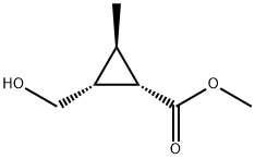 Cyclopropanecarboxylic acid, 2-(hydroxymethyl)-3-methyl-, methyl ester, Structure