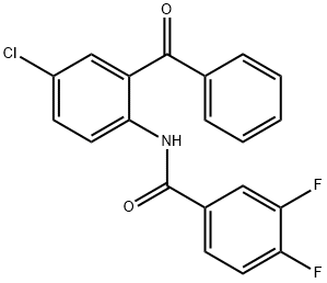 N-(2-벤조일-4-클로로페닐)-3,4-디플루오로벤즈미드 구조식 이미지